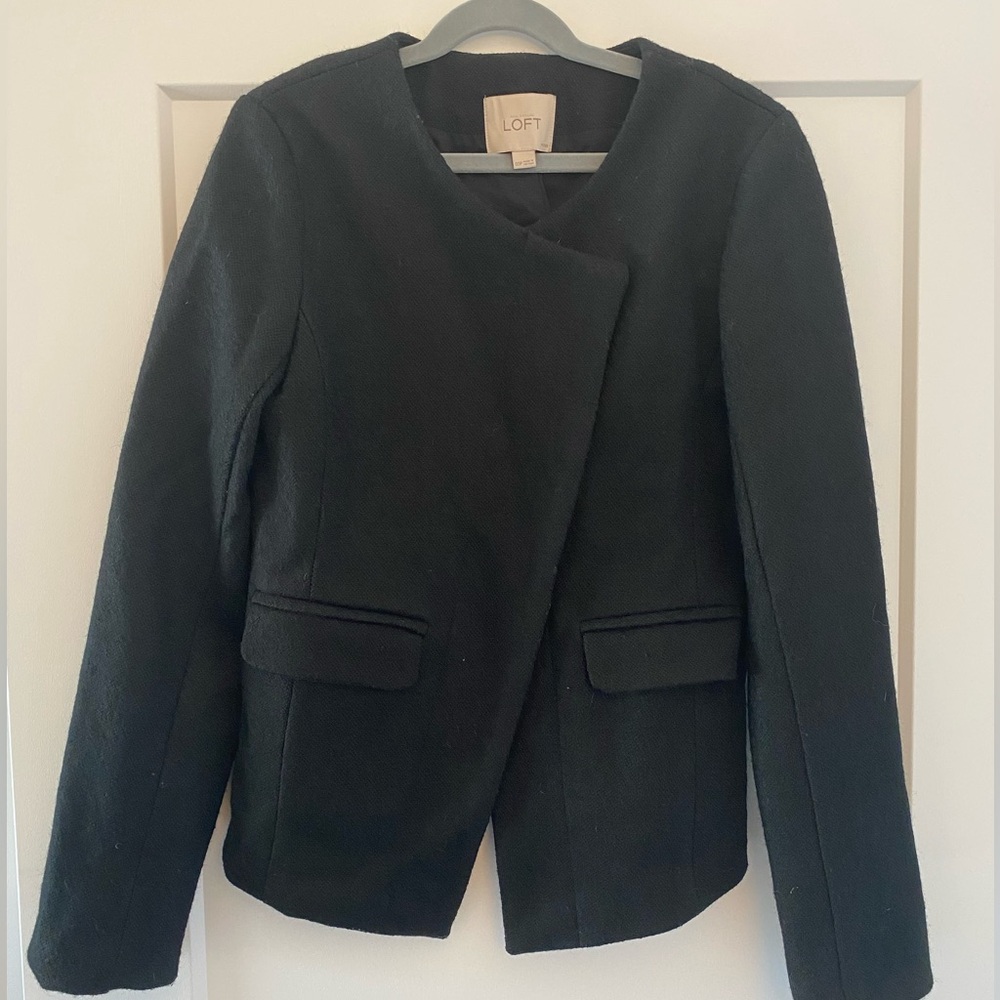 LOFT Black Asymmetrical Tailored Blazer